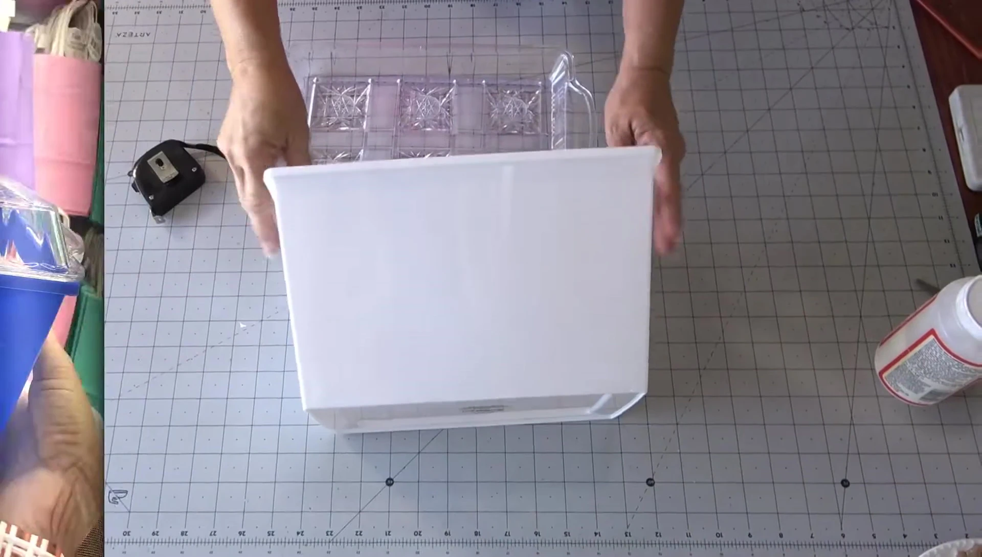 The white box used as a base for the bread box.