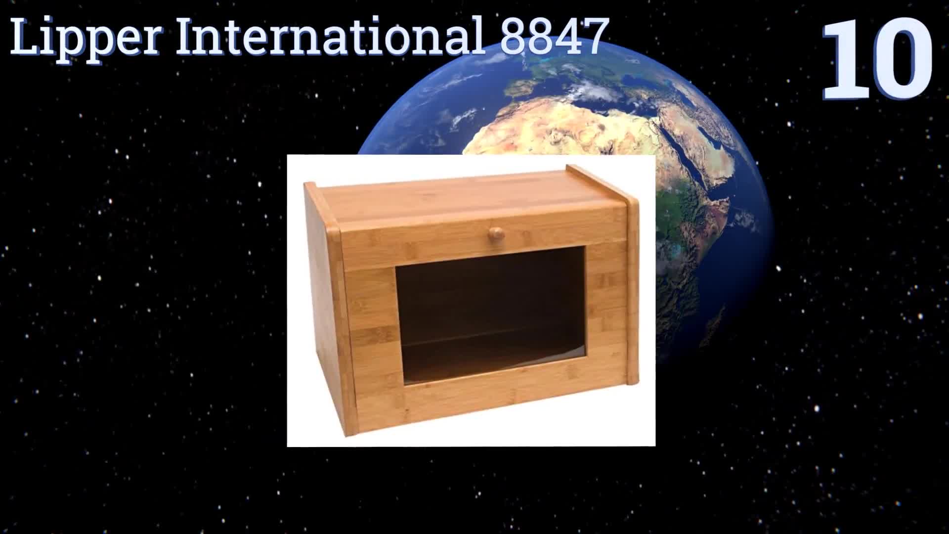 Lipper International 8847 bread box with a large tempered glass window