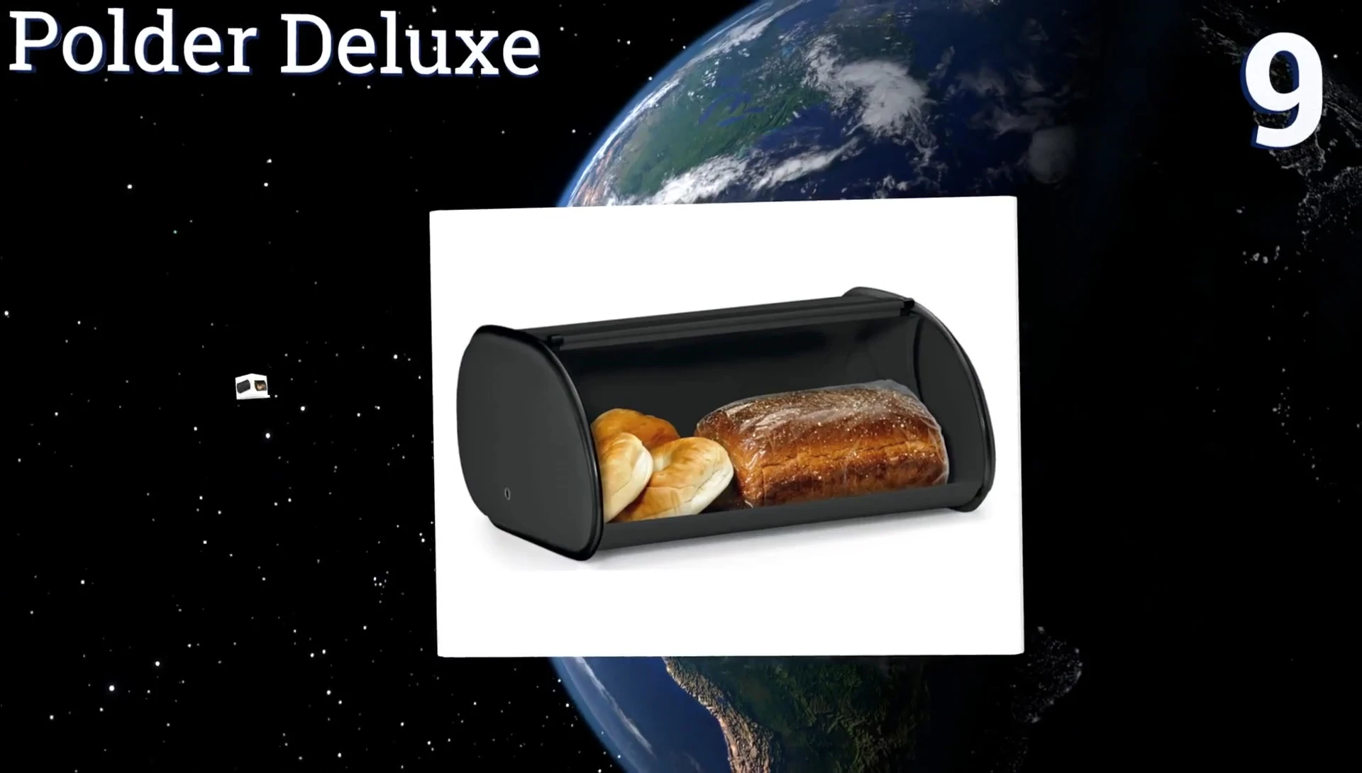 The discreet Polder Deluxe bread box with a solid door