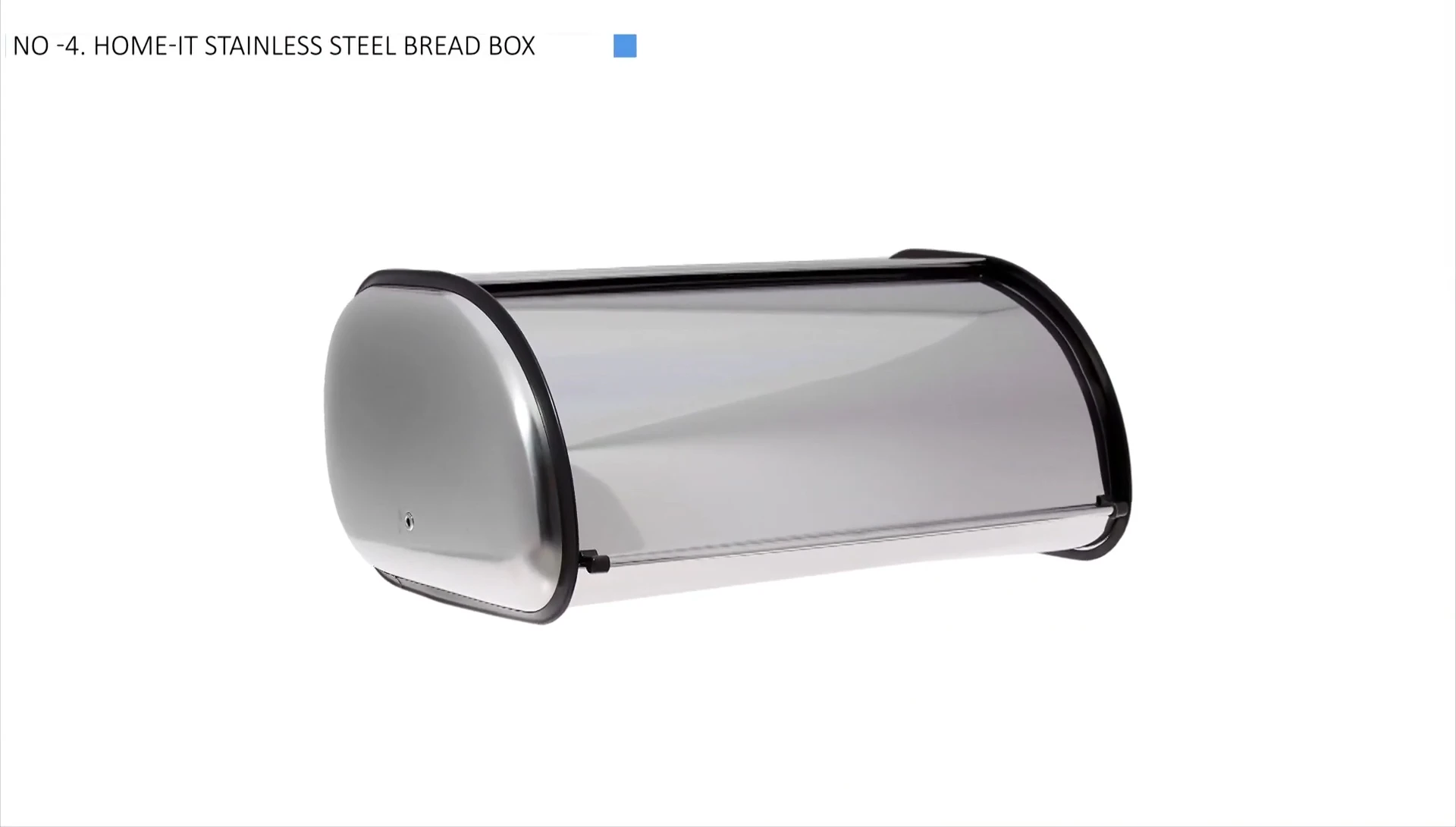 Home-it Stainless Steel Bread Box showcasing its flip-up door mechanism