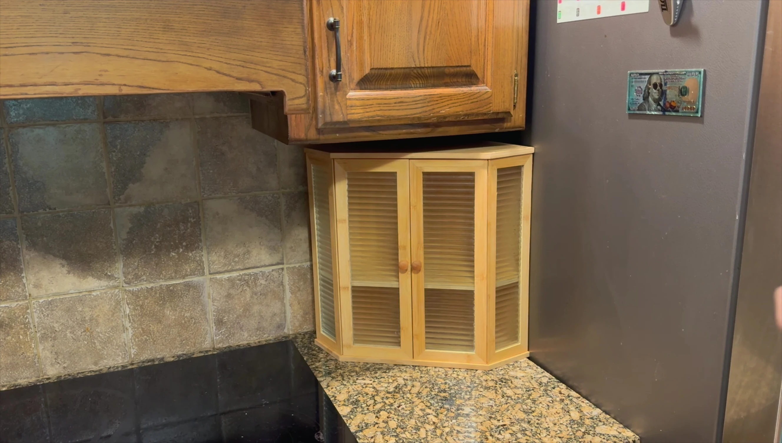 The bread box placed in the kitchen