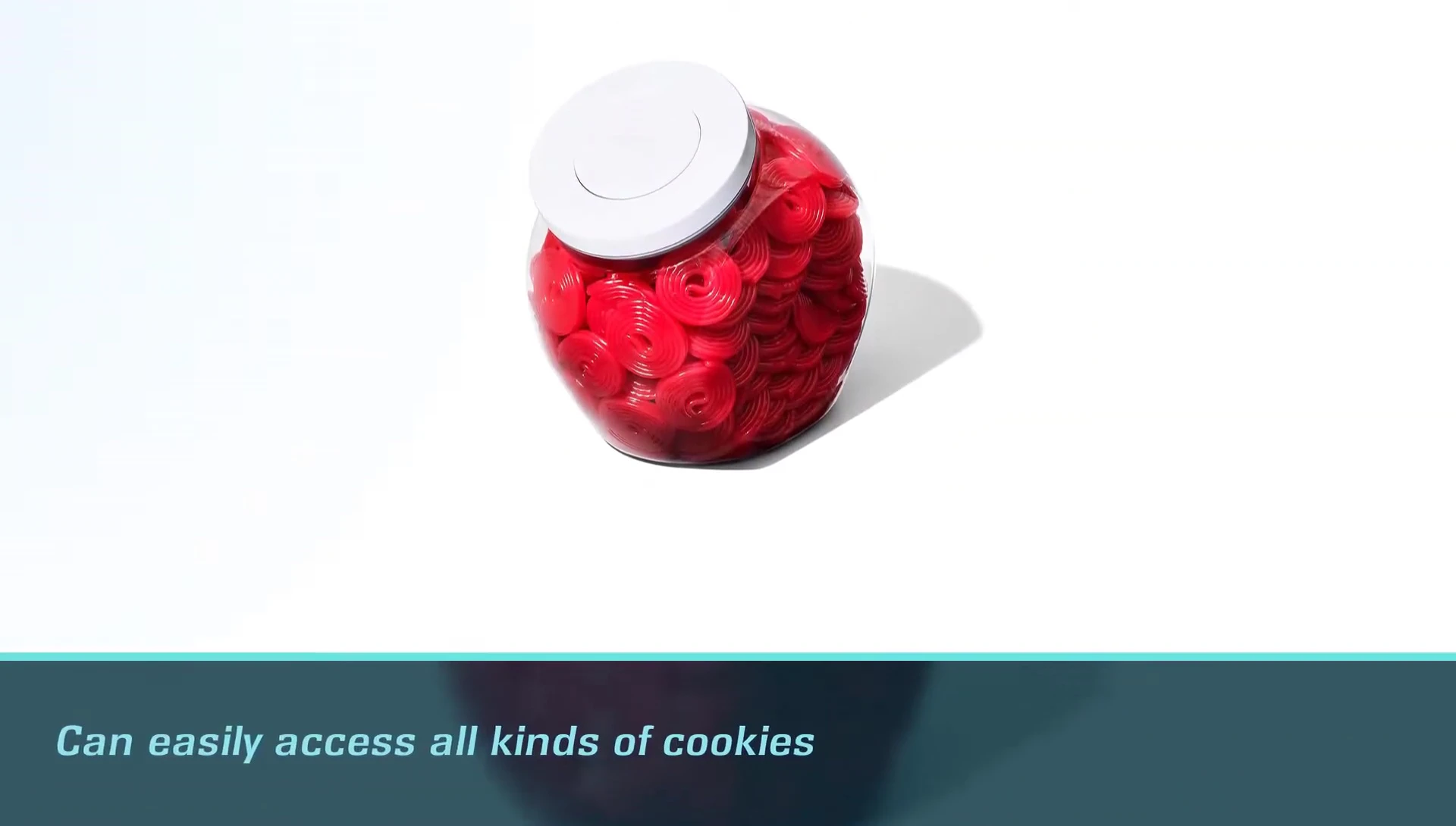 Person easily accessing cookies from the Oxo jar.