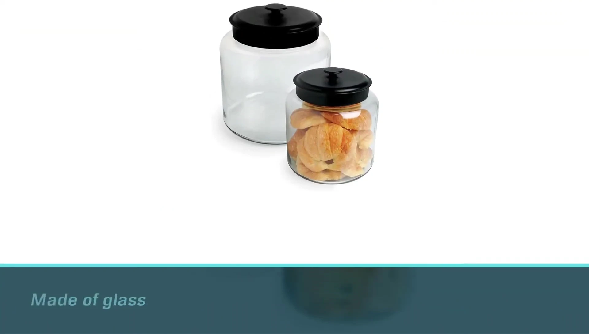 Close-up showcasing the clear glass and visible cookies inside the jar.