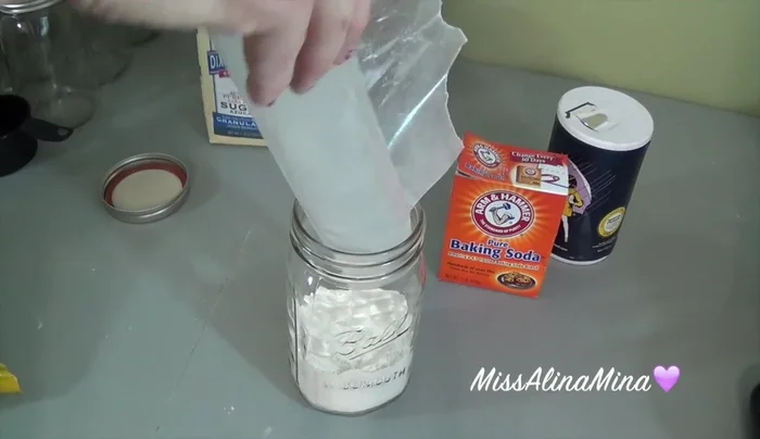 Add chocolate chips: Add 1 ½ cups of semi-sweet chocolate chips on top of the dry ingredients. Pack down firmly.