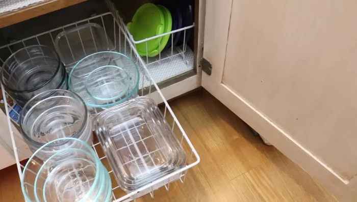 Nestle containers inside one another.