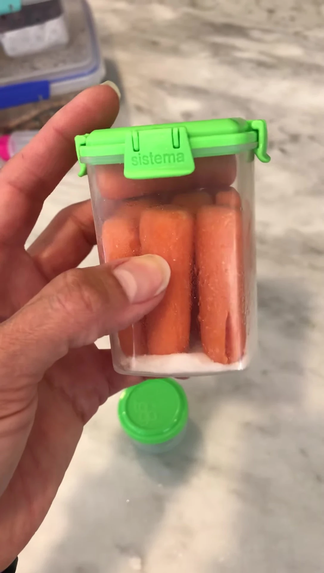 Sistema knick-knack box with carrot sticks.