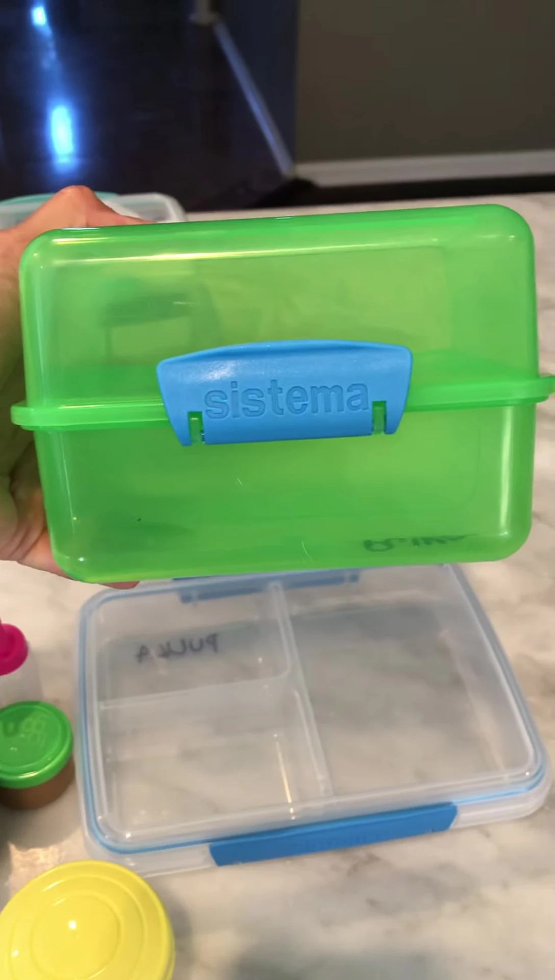Close-up of a Sistema Lunch Cube.