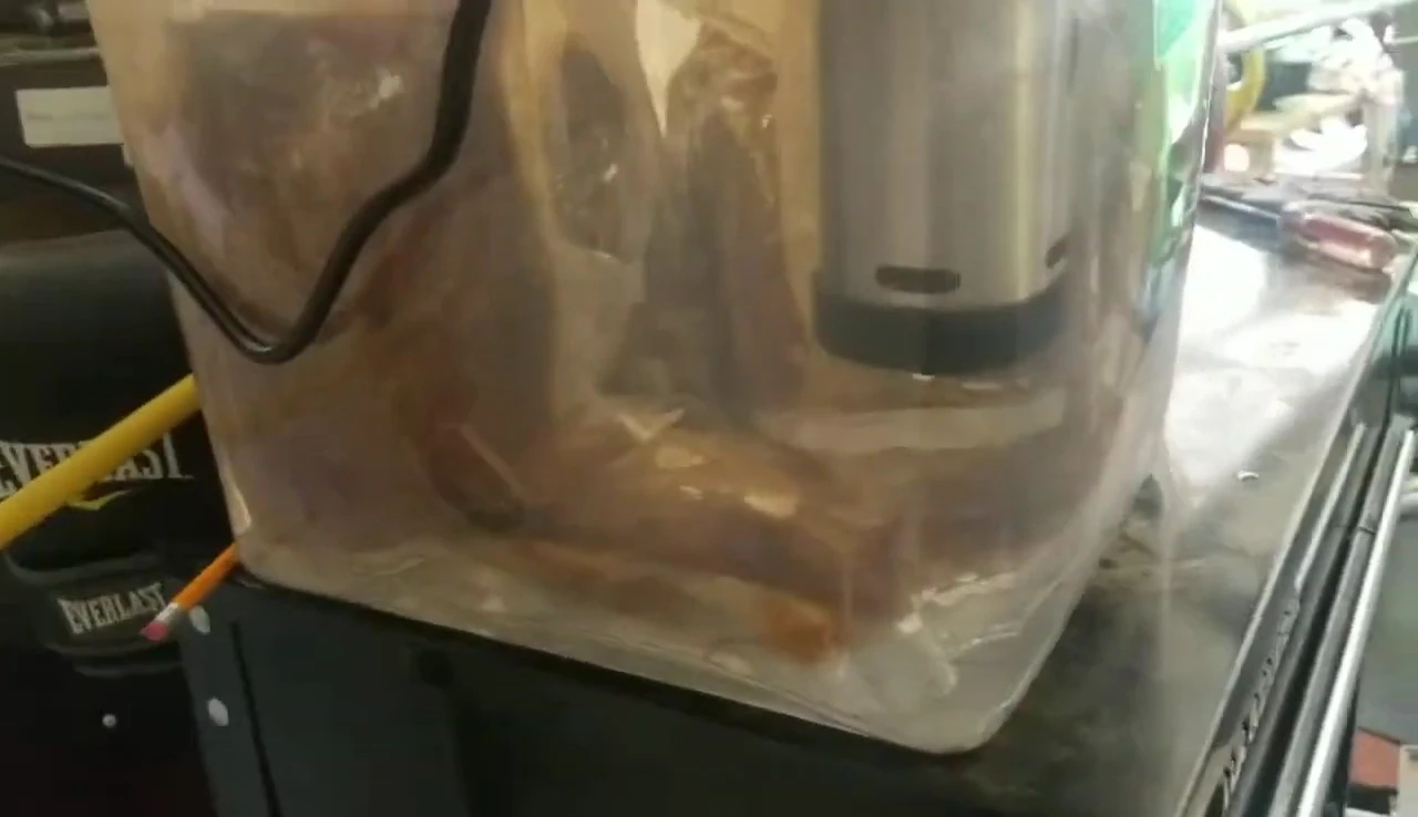 The container showing its capacity to hold multiple tri-tips.