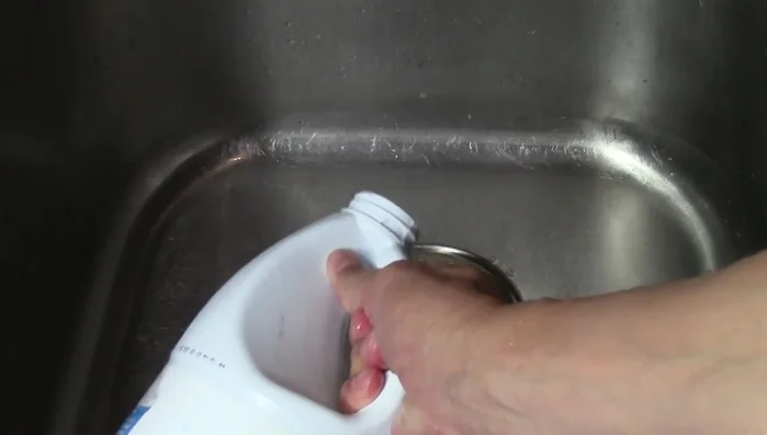 Run the disposal with water to rinse away the bleach.