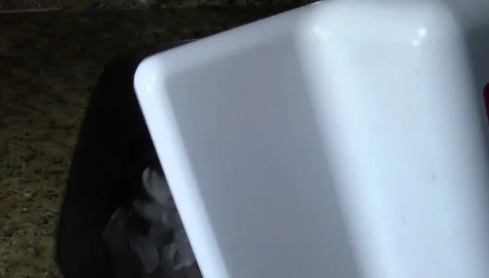 Remove the sink stopper and let the ice and water flush through the disposal.