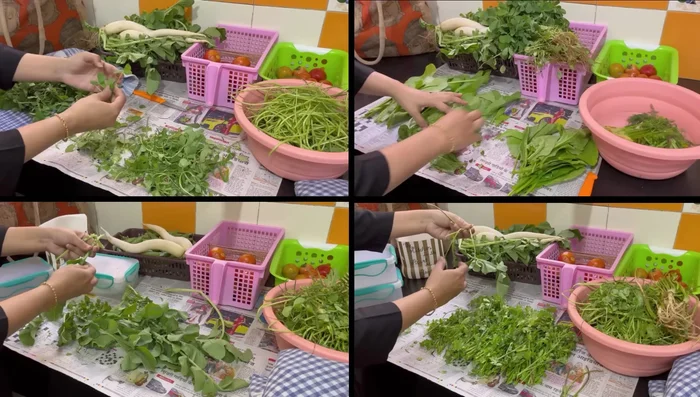 Gently open the bunch and remove any torn, rotten, or yellow leaves.