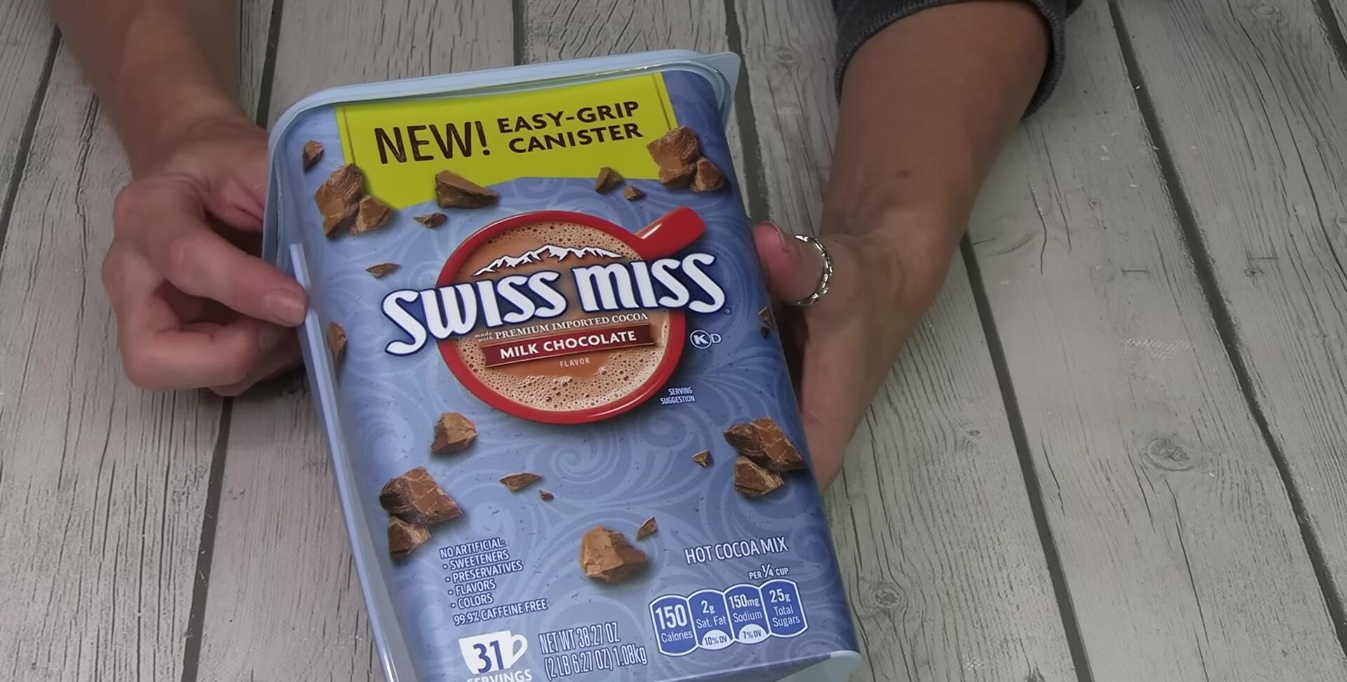 Swiss Miss hot cocoa canister