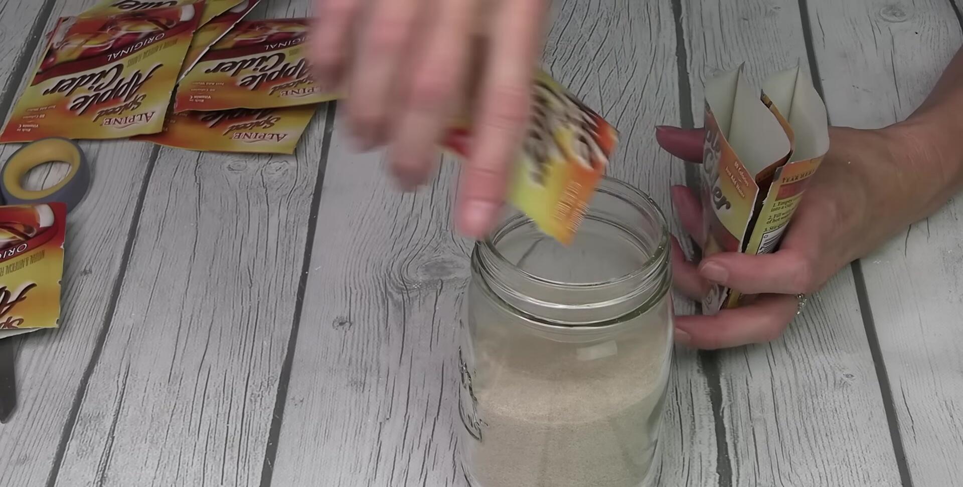 Mason jar filled with apple cider mix