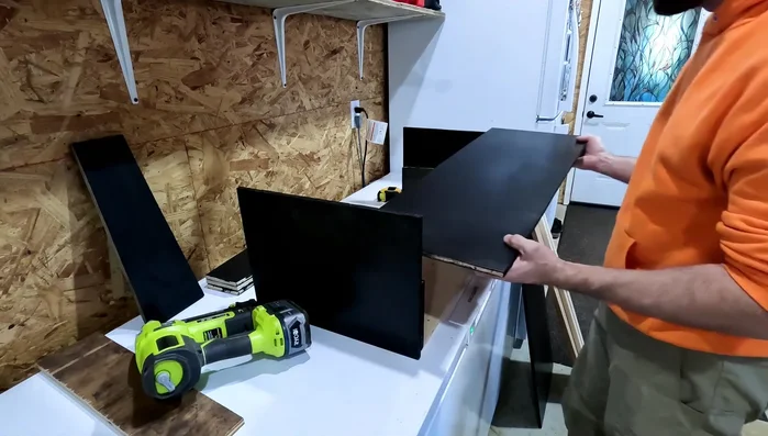 Add the shelf supports and attach the shelf. Make sure the shelf is level and aligned correctly.