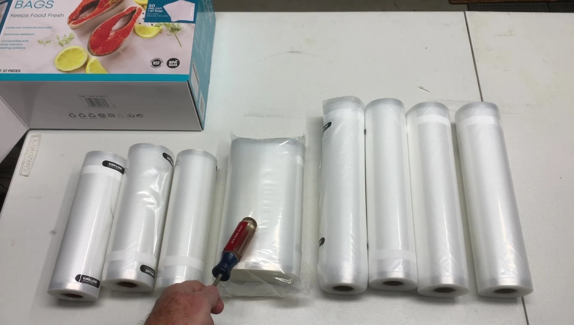 Image showcasing the pre-cut one-quart bags.