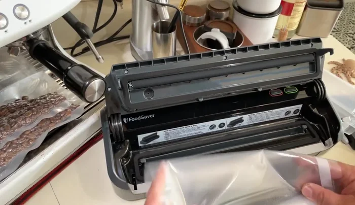 Seal the bag using the FoodSaver's sealing function. Do not vacuum yet.