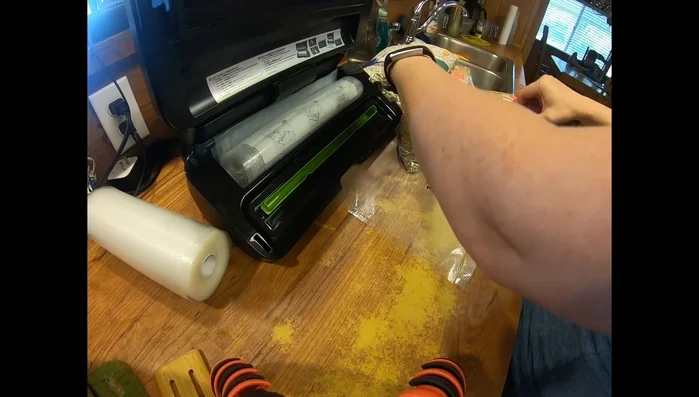 Make a small slit in the top of the bag to allow air to escape.