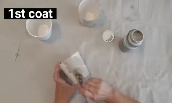 Wax the cups: Applying Waverly white wax and wiping it off with a dry cloth to create a textured, cement-like look.