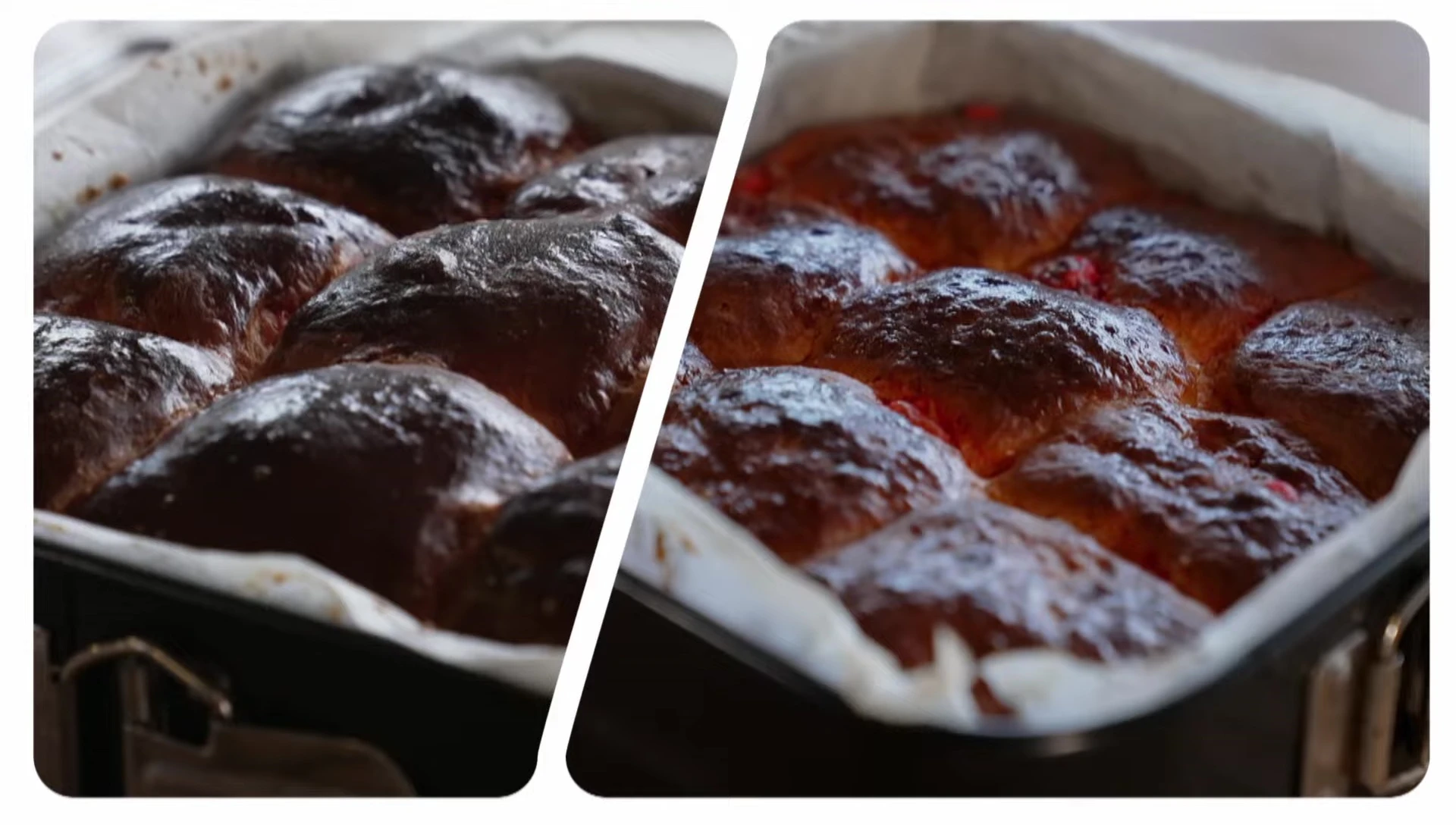 Comparison of finished Brioche loaves