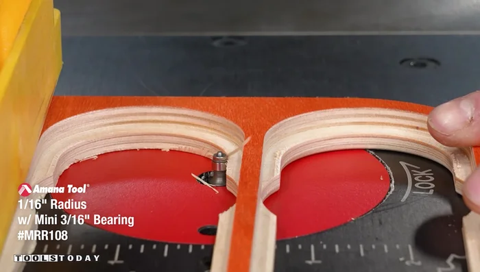 Round over the edges of the inlay pieces using a mini roundover bit.