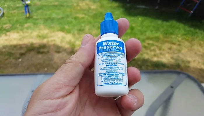 Store containers out of direct sunlight to prevent algae growth and UV degradation of plastic. Use blue containers that limit light exposure.