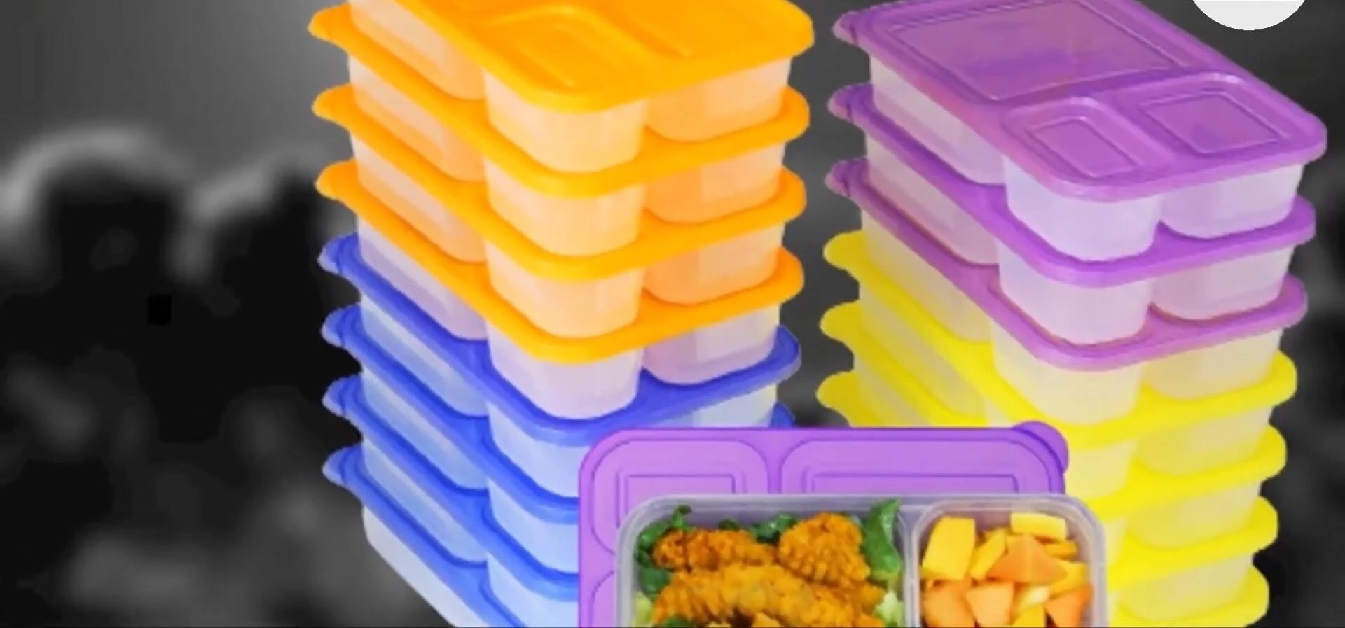 Several Simple Houseware containers showcasing their size and stackability.