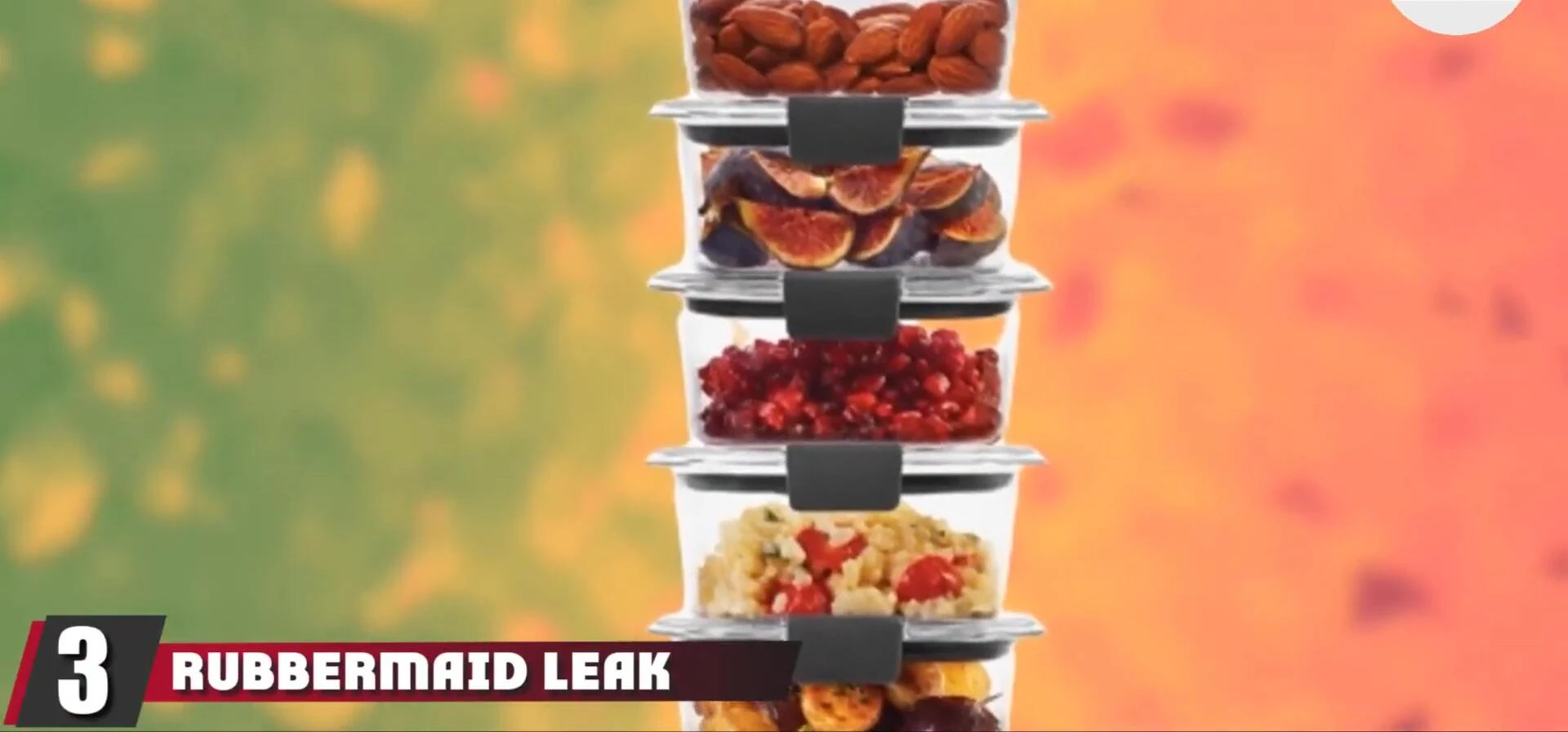 A variety of Rubbermaid Brilliance containers demonstrating their airtight seals and stackability.