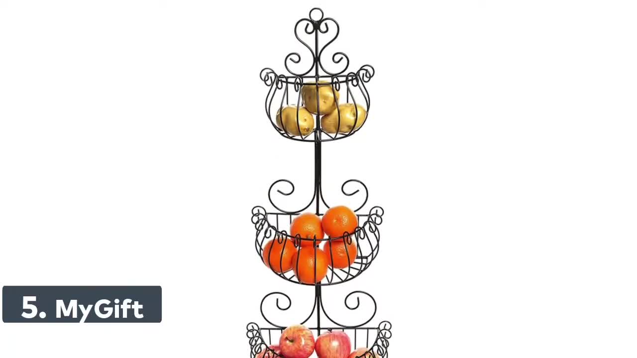 Close-up of the Mega Wall Mounted Storage Basket showcasing its elegant scrollwork design and three-tiered shelves.