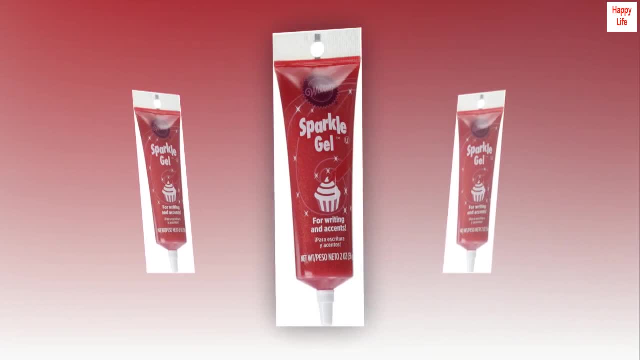 Close-up shot of the Wilton Red Sparkle Gel Icing tubes.