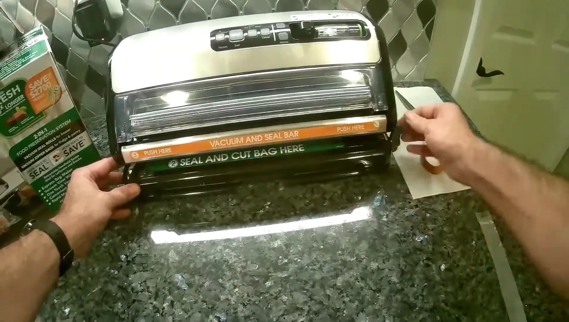 Pushing the sealing lock for the second seal