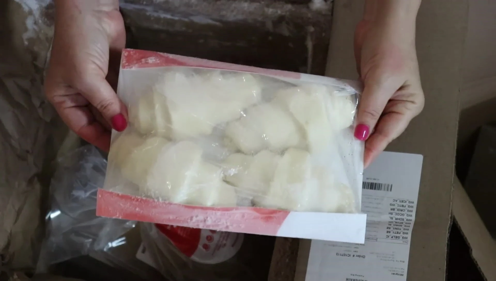 Frozen croissants before baking.