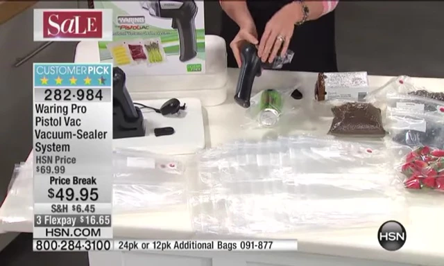 The Waring Pro Pistol Vac Vacuum Sealer being shown
