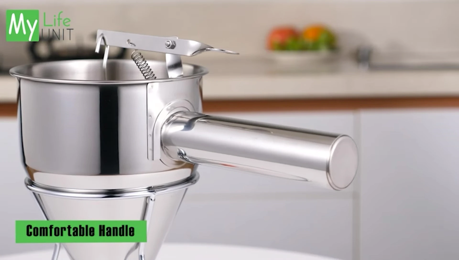 Close-up showing the dispenser's lever and nozzles