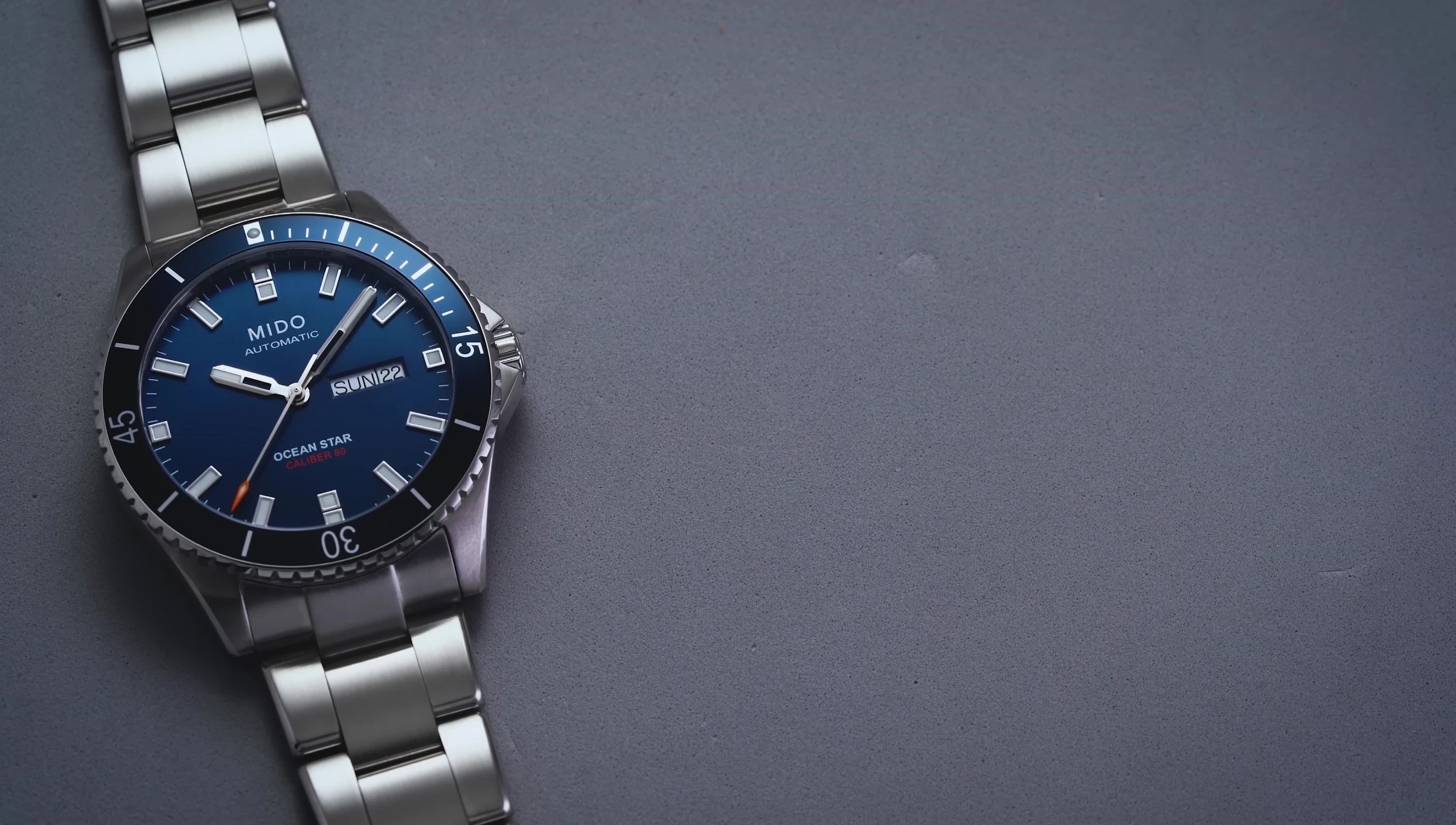 Close-up of the original Mido Ocean Star watch