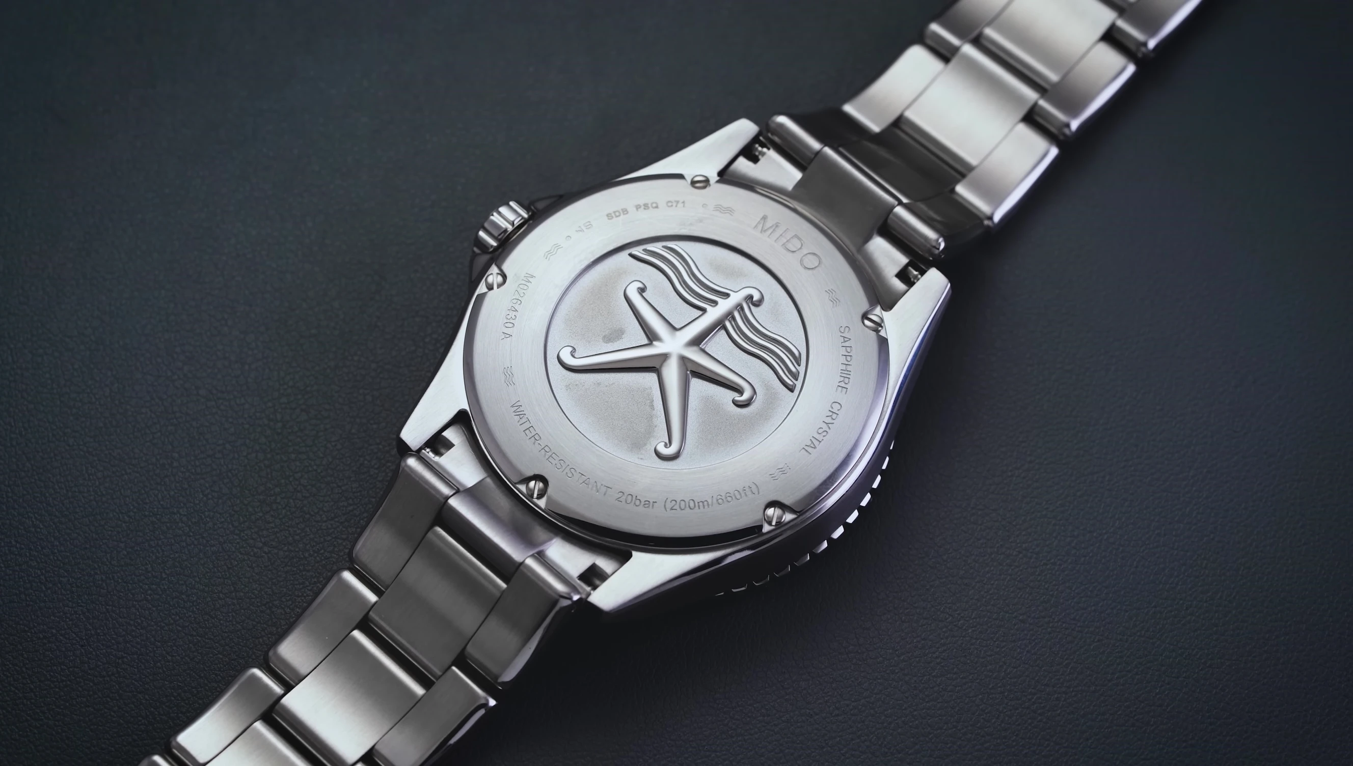 Close-up view of the movement description on the case back