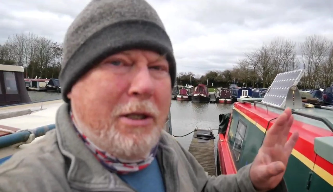 Shot showing other narrowboats with roof boxes