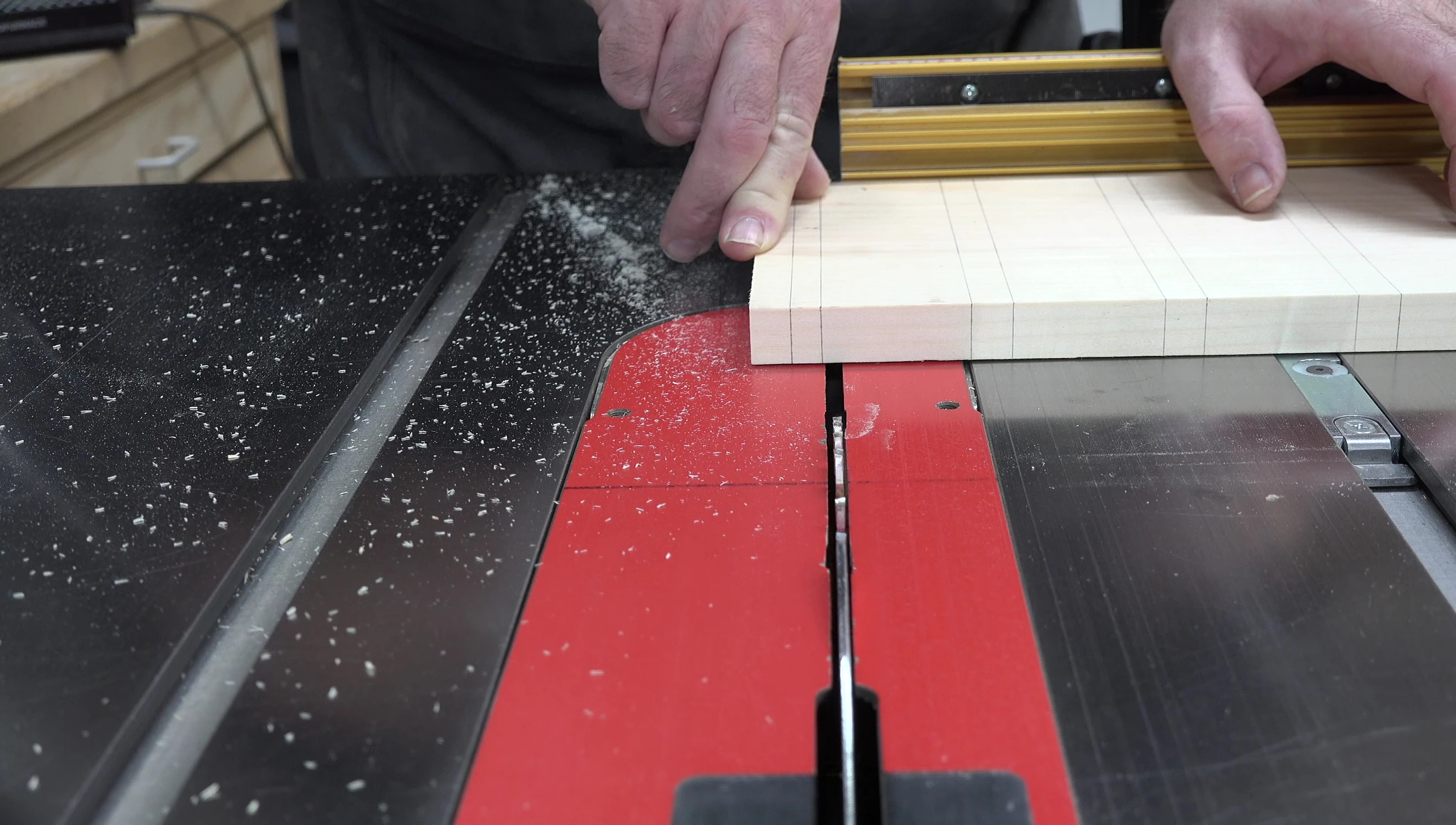 Table saw setup for cutting