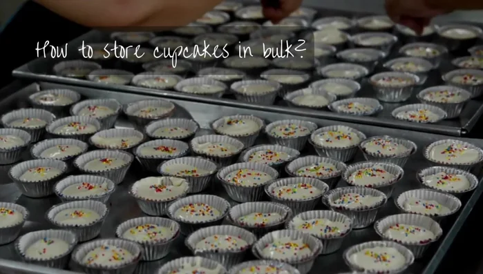 For bulk storage (frozen): Line countertop with cling wrap, place cupcakes in rows, cover with cling wrap, and freeze. Stack once frozen.