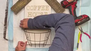 DIY Coffee House Decor: Rustic Wood Sign with Storage