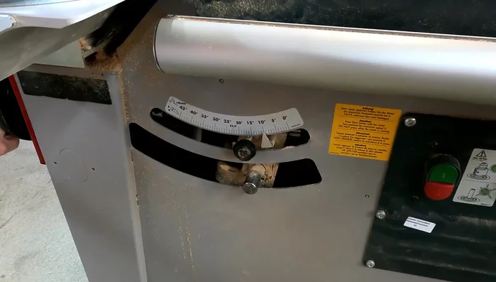 Cut the angle: Set the blade angle to approximately 10 degrees and cut the bottom 50mm off each piece. Note the blade tilt direction for correct slot orientation.