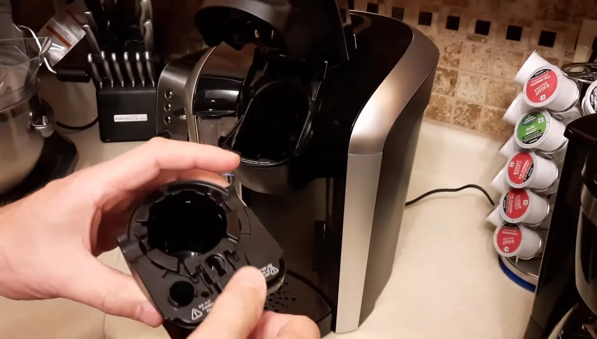 Close-up on the model number on the bottom of the Keurig 2.0
