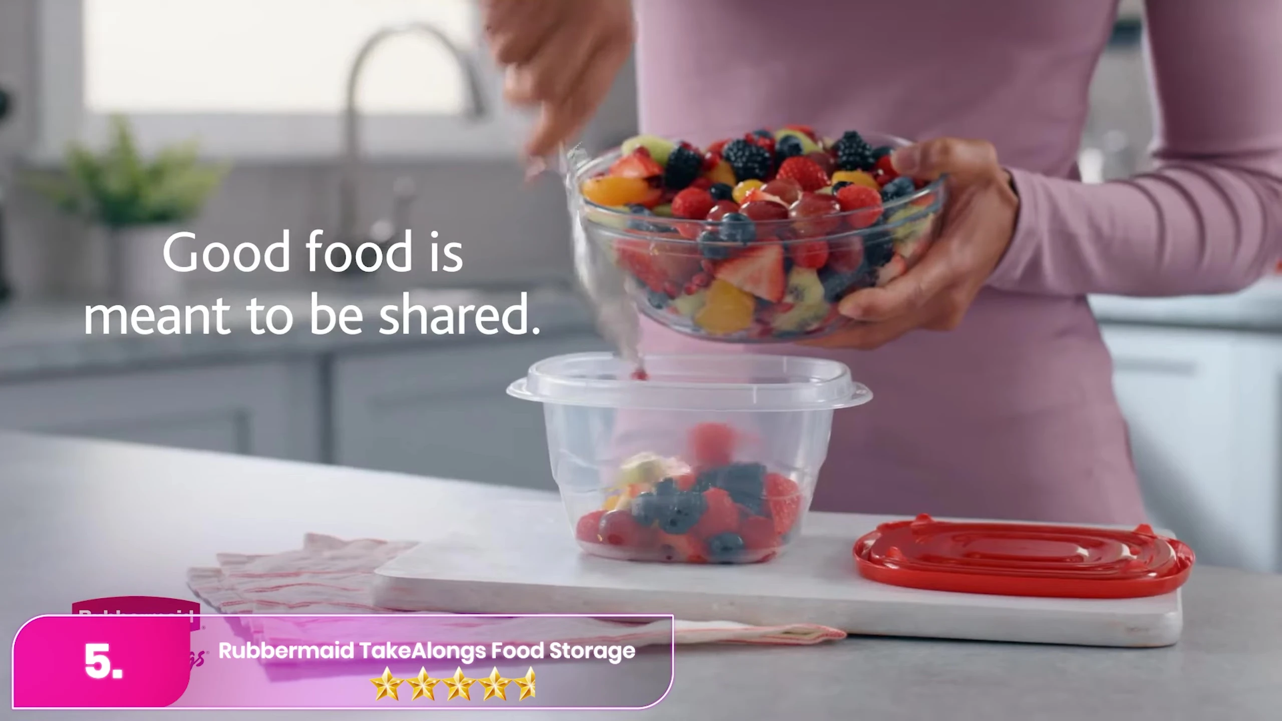 A selection of Rubbermaid TakeAlongs containers.