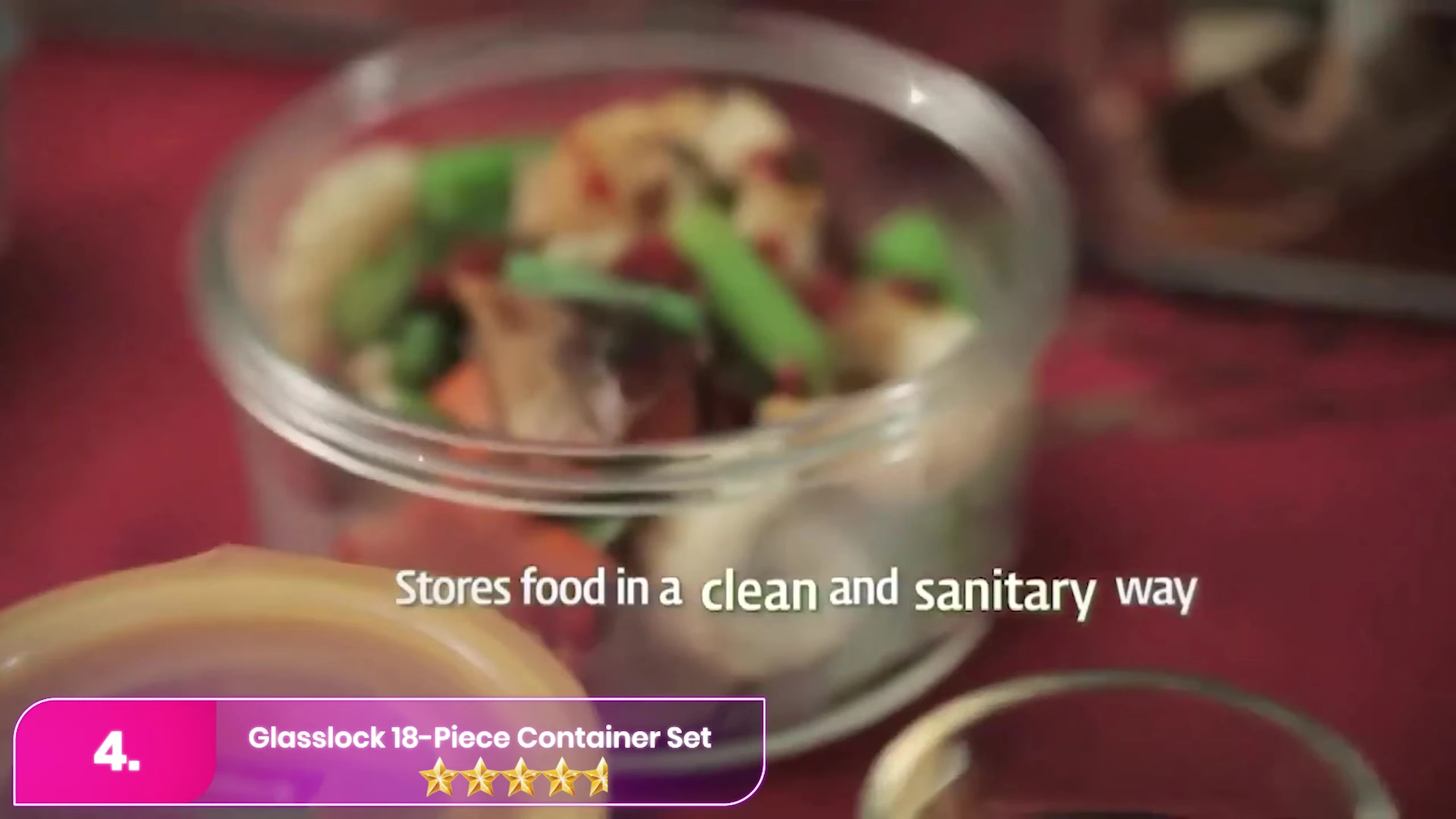 The Glasslock set demonstrating its spill-proof lids.