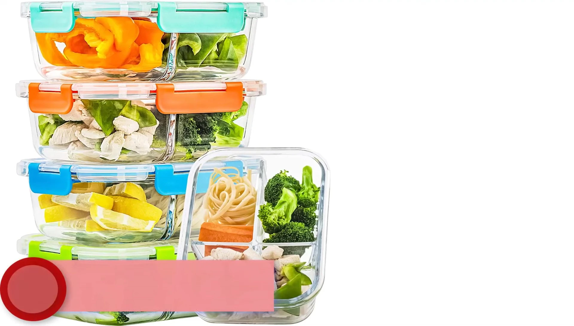 Sea Crest Glass Meal Prep Containers