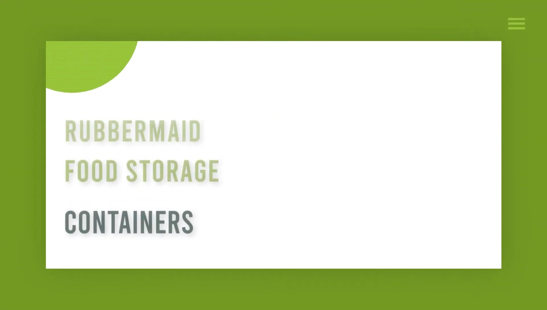 Various sizes of Rubbermaid commercial food storage containers displayed.