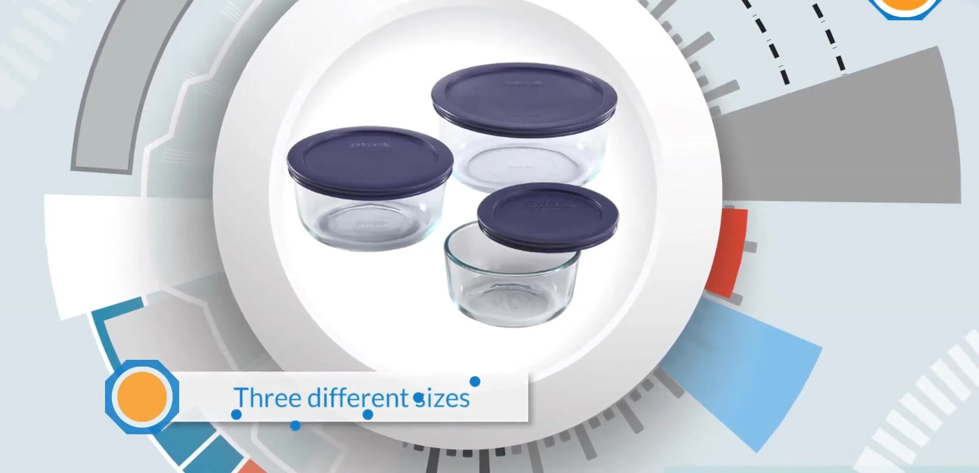 Different sizes of Pyrex containers