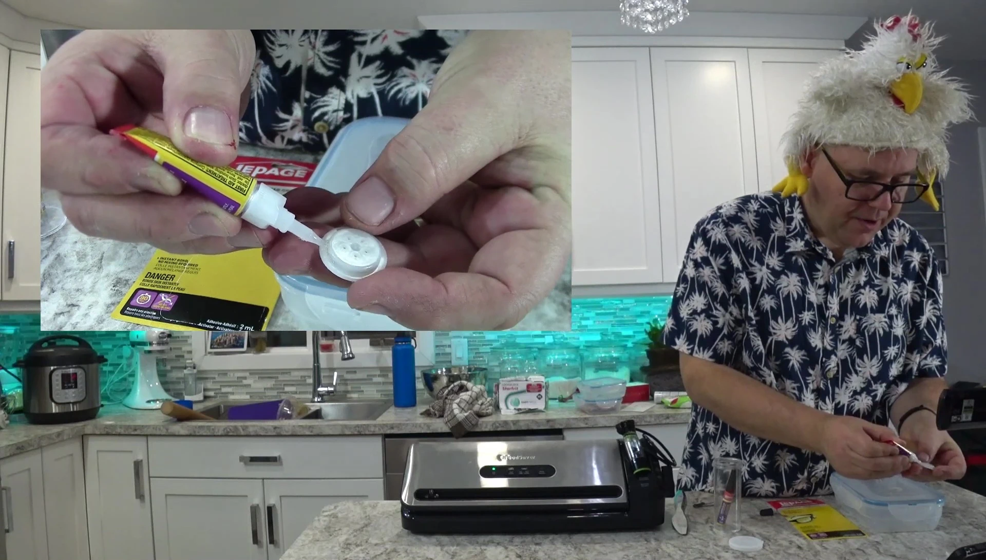 Applying the glue around the valve.