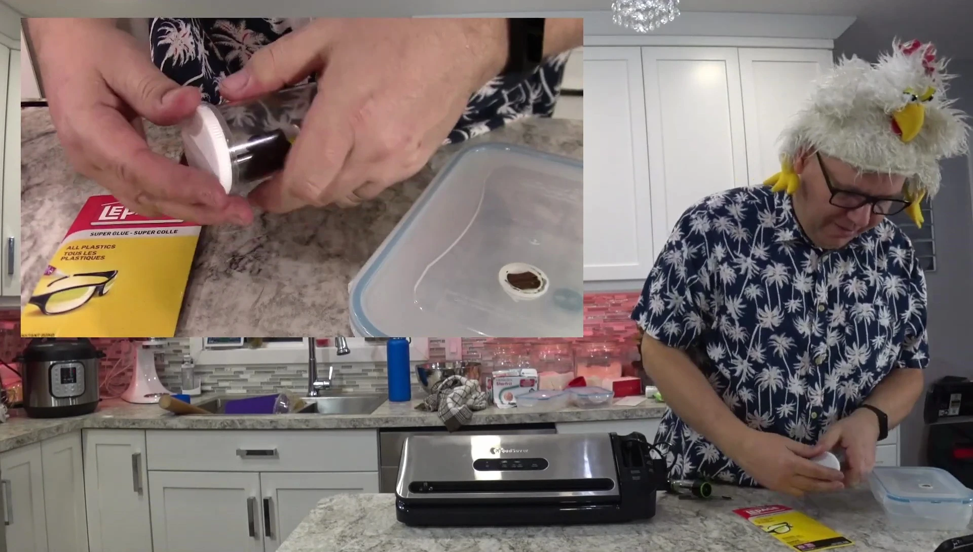 Applying the plastic-specific glue.