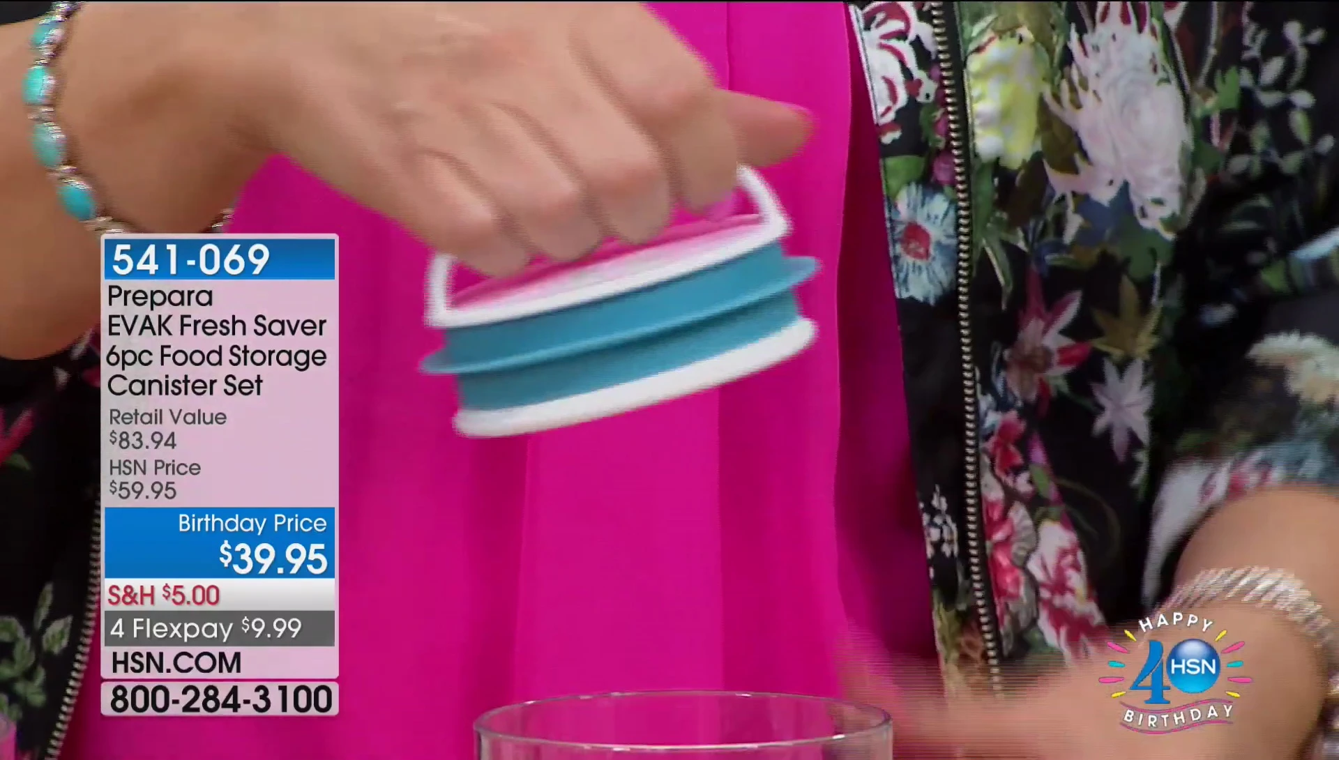 Presenter pushing down on the canister lid to remove air.