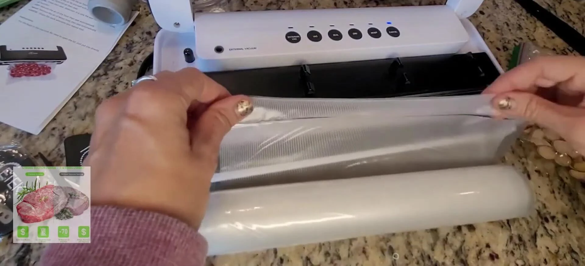 A close-up shot of the clean, airtight seal created by the machine.